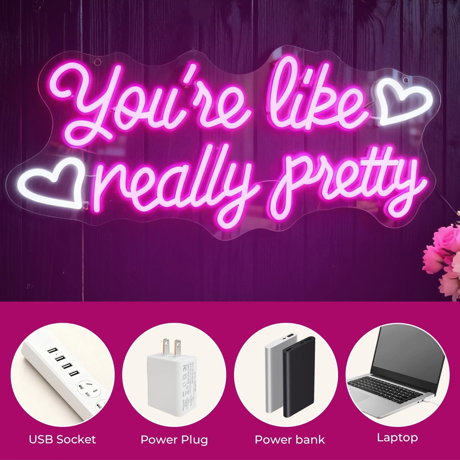 You’re Like Really Pretty Neon Sign, 16.5 * 7.8 Inches Led Sign, Neon Signs f…