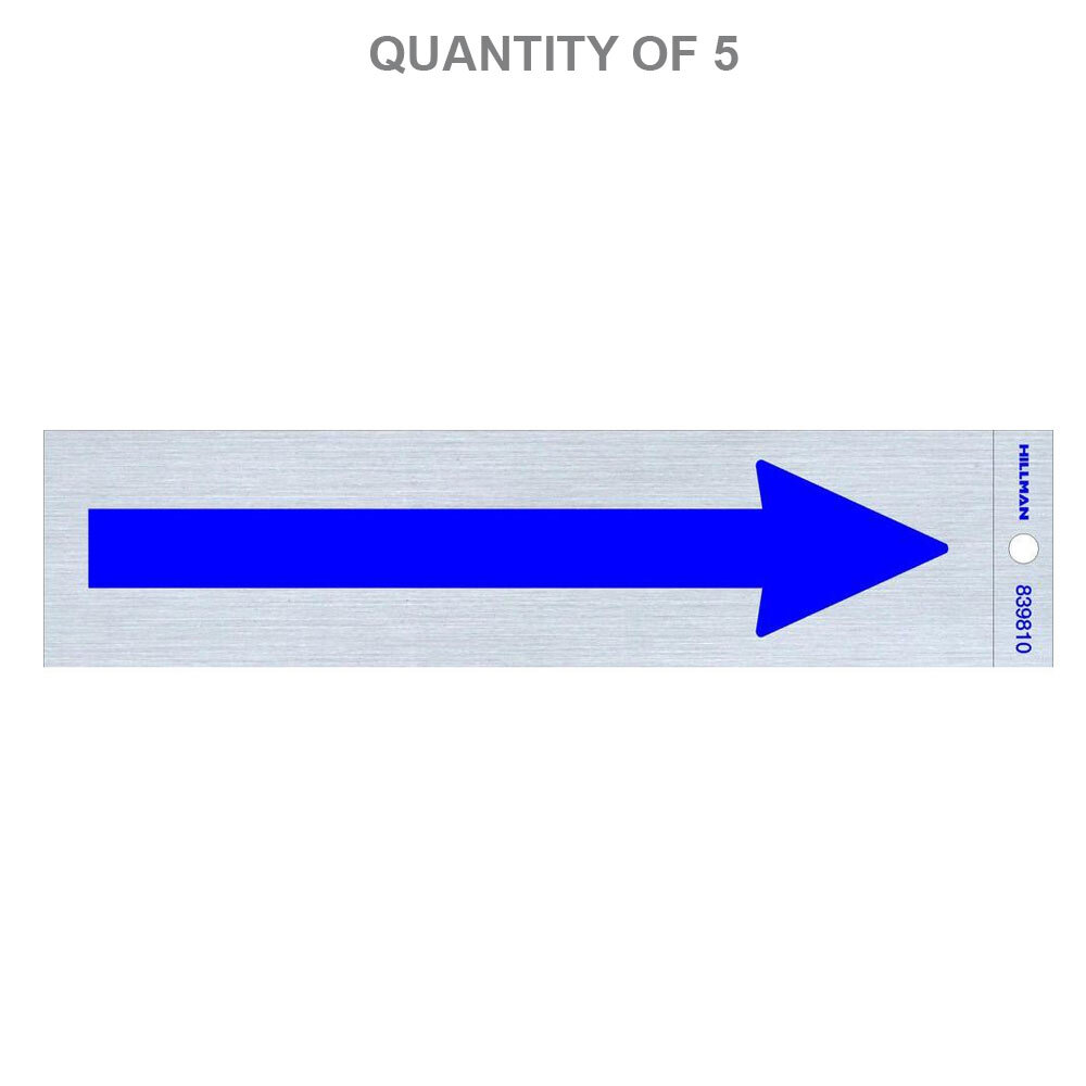 Hillman 2 in. x 8 in. Blue on Nickel Arrow Sign, 5-Count