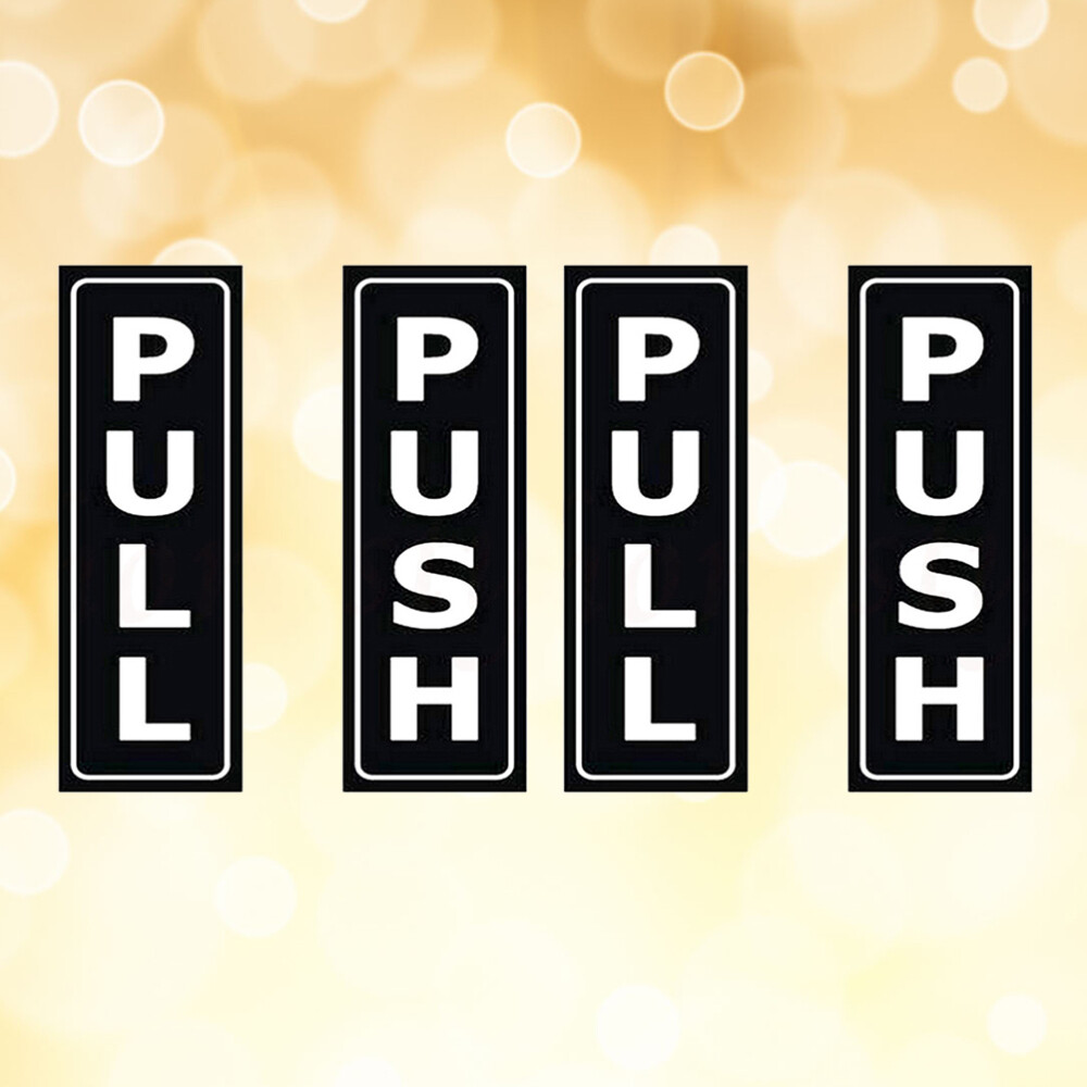 4 Pcs Black PVC Push Pull Door Sign Stickers Creative Decals for Home Restaurant