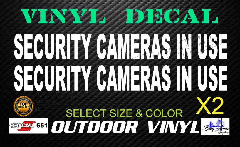 Security Cameras In Use Decals 2X Outdoor Waterproof Window EXTERIOR vinyl
