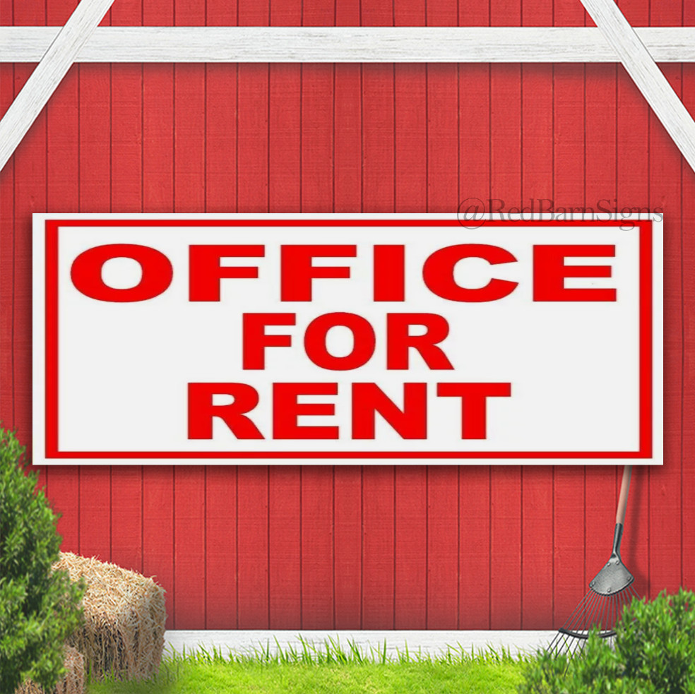 OFFICE FOR RENT RED WHITE Banner Sign Road with Grommets