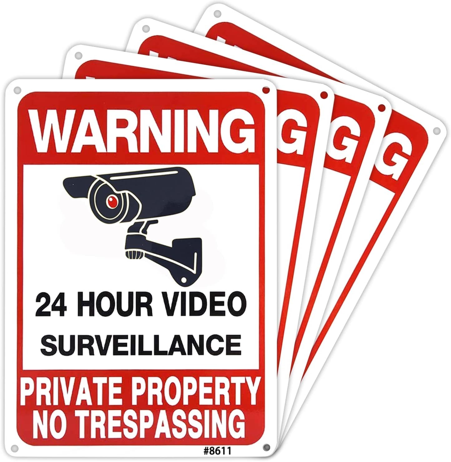 4-Pack No Trespassing Signs Private Property, 10×7 Inch Heavy Duty Rust-Free Alu