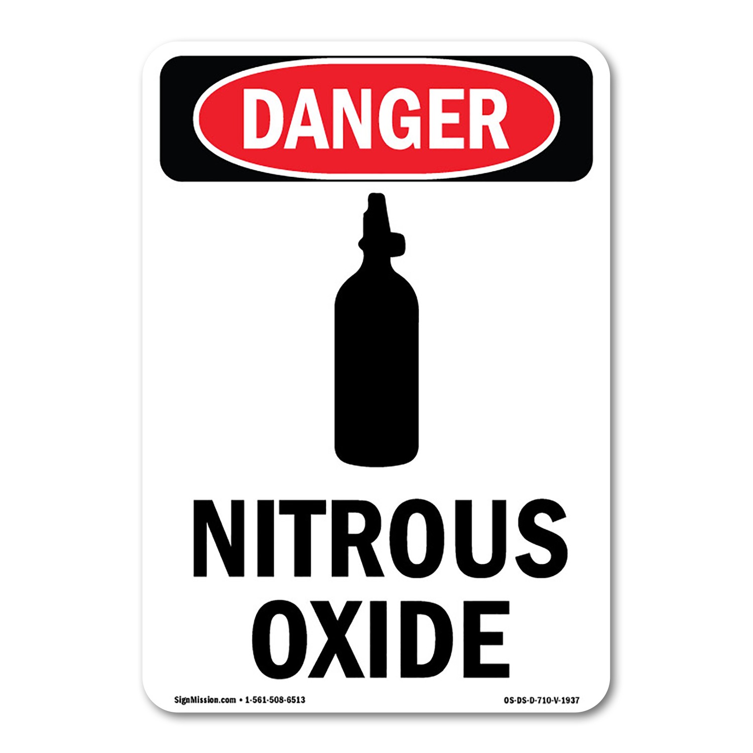 Nitrous Oxide ANSI Danger Sign Metal Plastic Decal