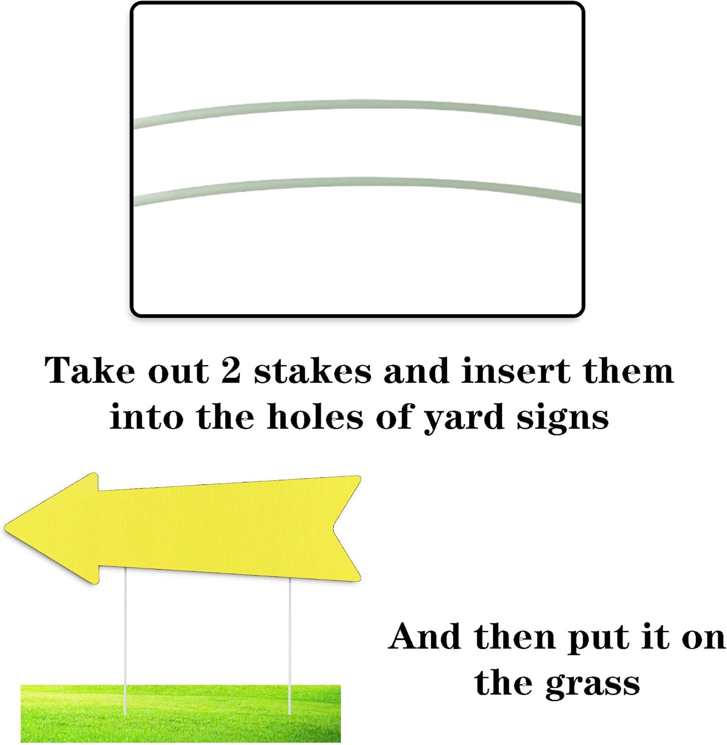 3 Pack Yellow Arrow Yard Signs with Stakes 16×5 Inch Directional Lawn Signs for