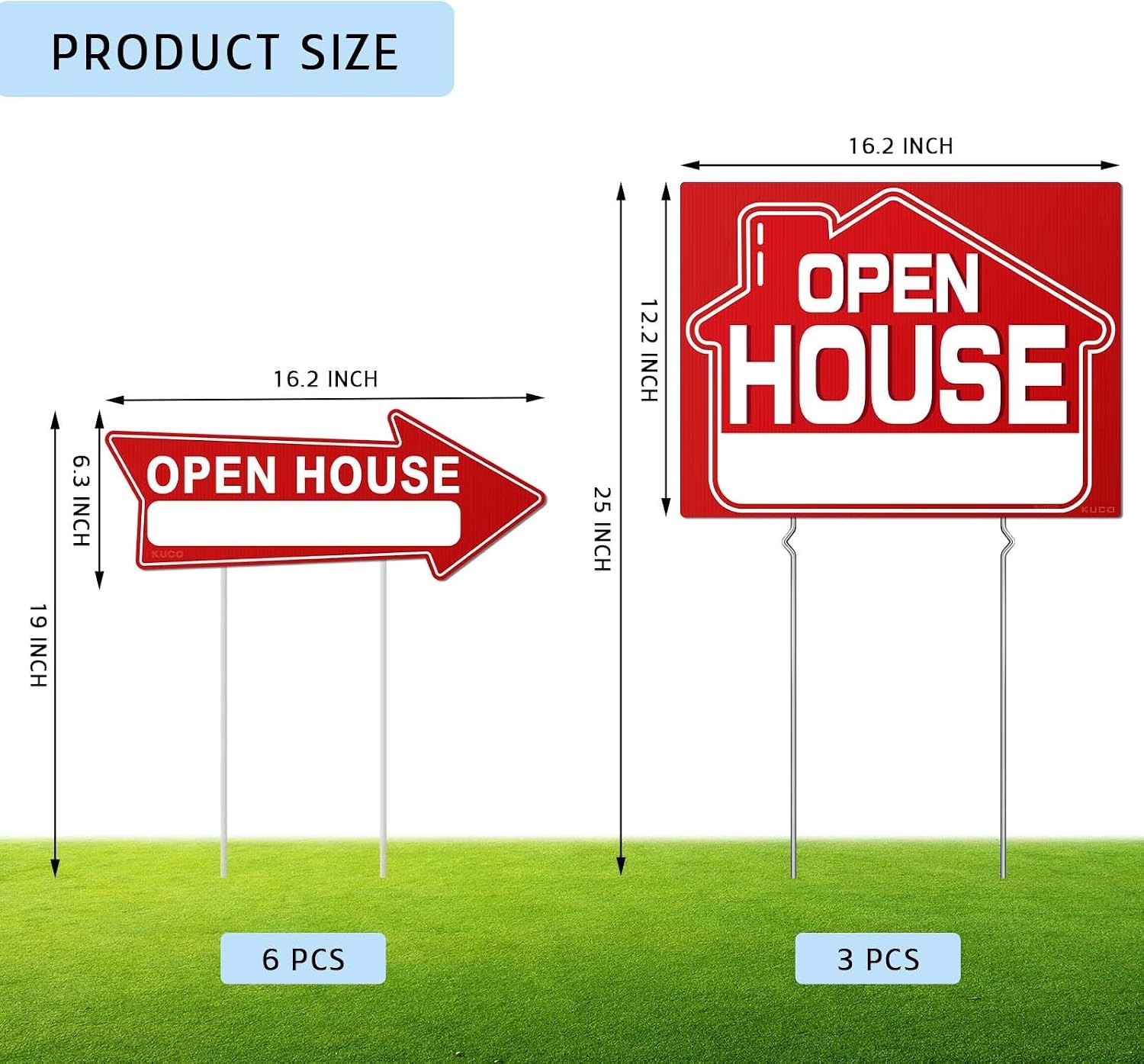 Open House Signs for Real Estate (9 Pcs), 6 Pcs Directional Arrows Signs, 3 Pcs
