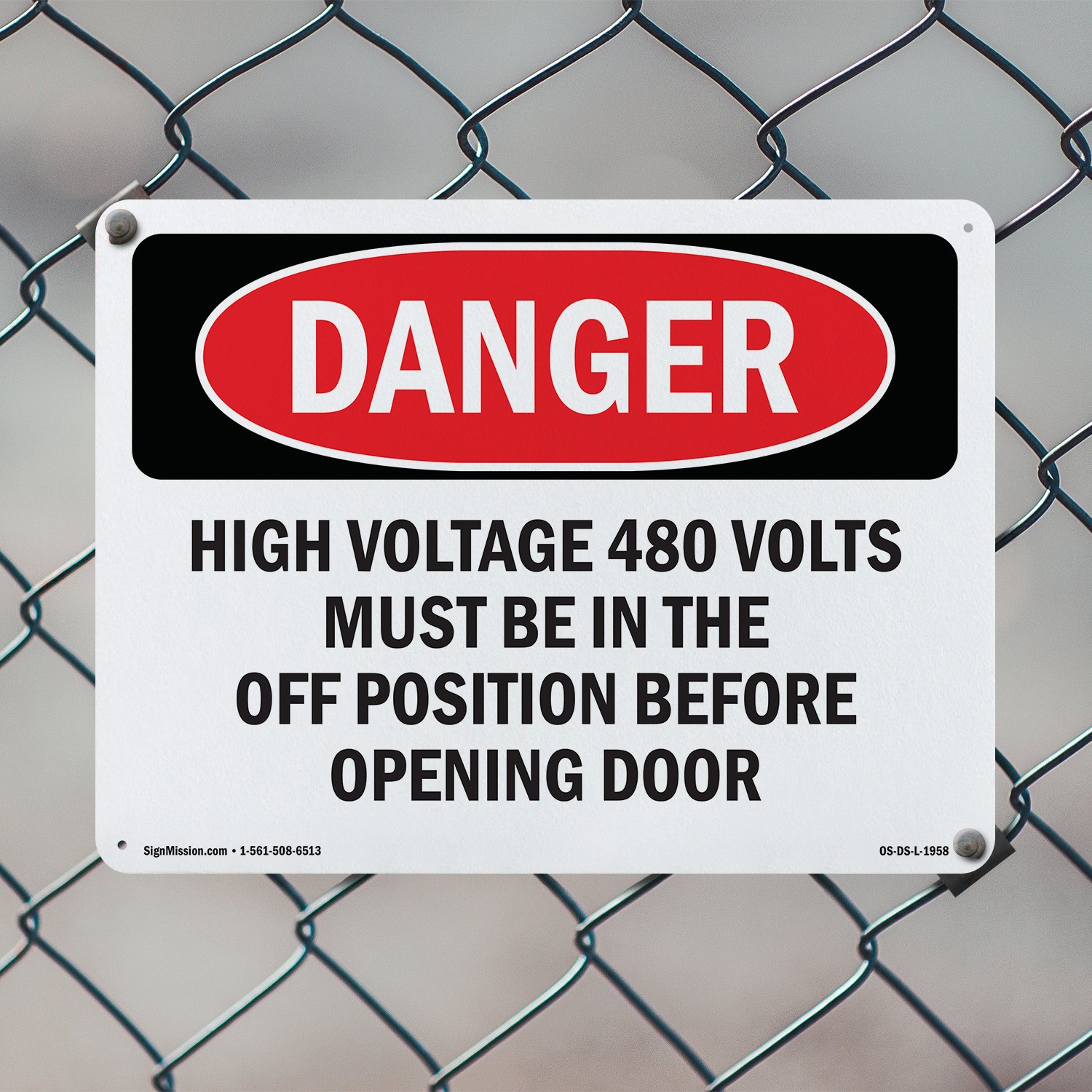 High Voltage 480 Volts Must Be In The Off OSHA Danger Sign, Decal 5 or 10 Pack