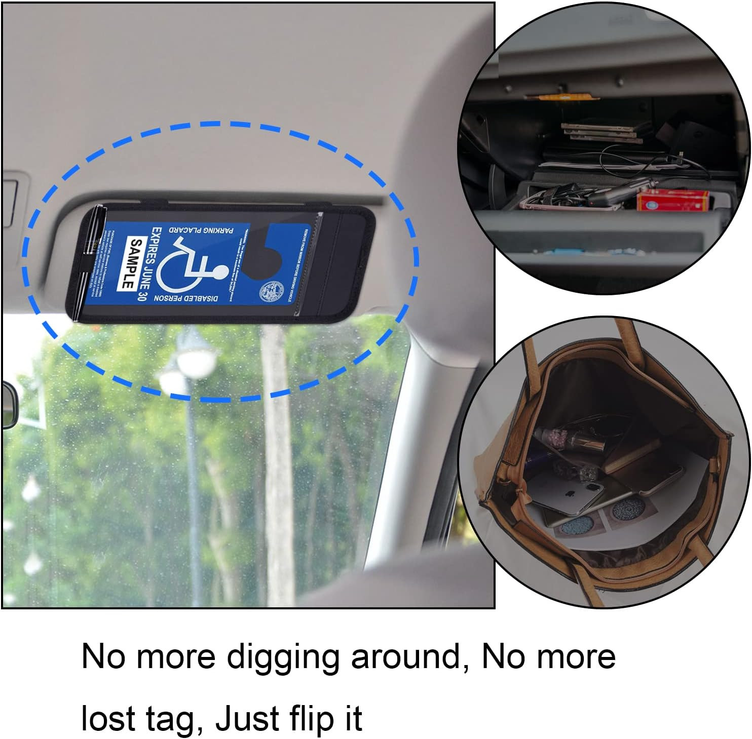 Handicap Placard Holder for Auto, Disabled Parking Permit Sign Protector for Ca