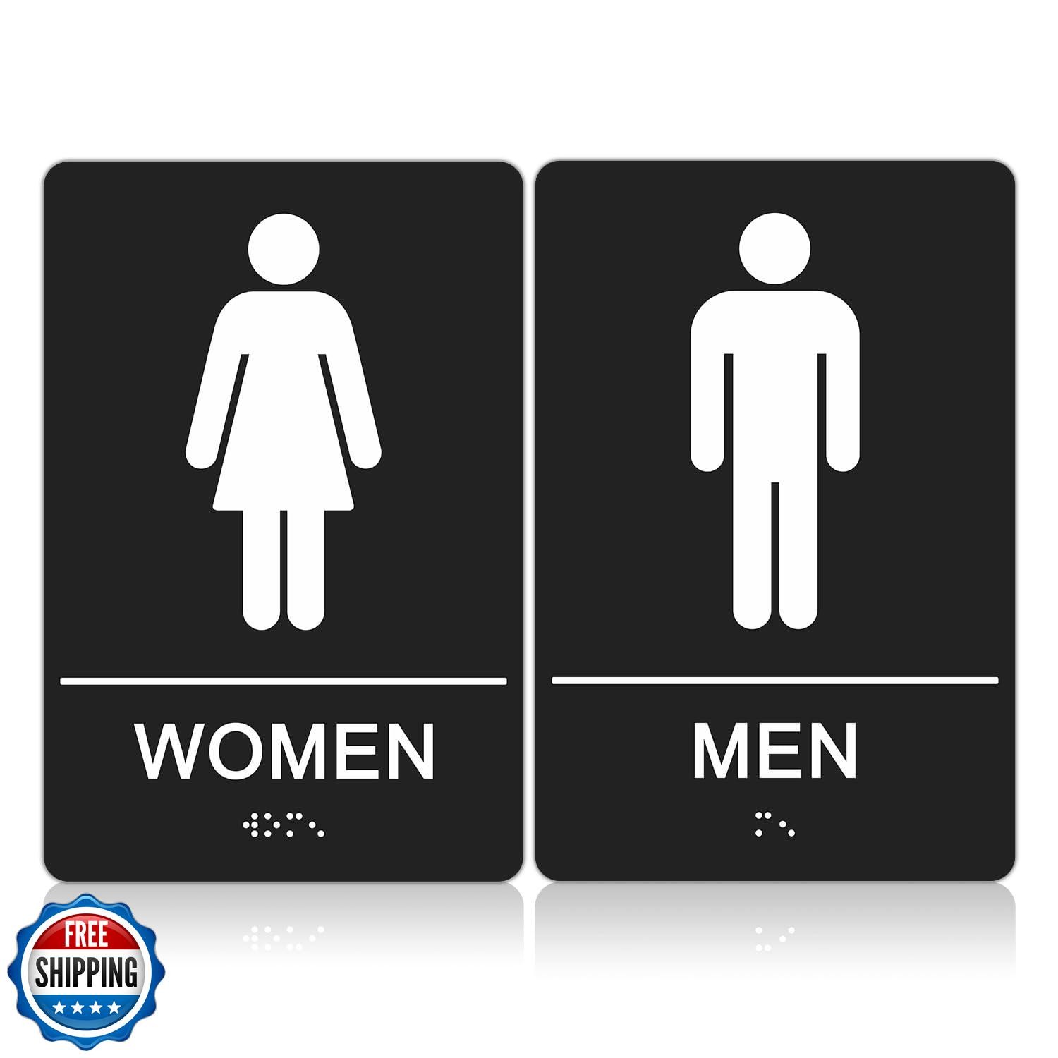 TandR Men Women Signs for Business – 2 Pack – 9 x 6 Inches Acrylic, ADA Compl