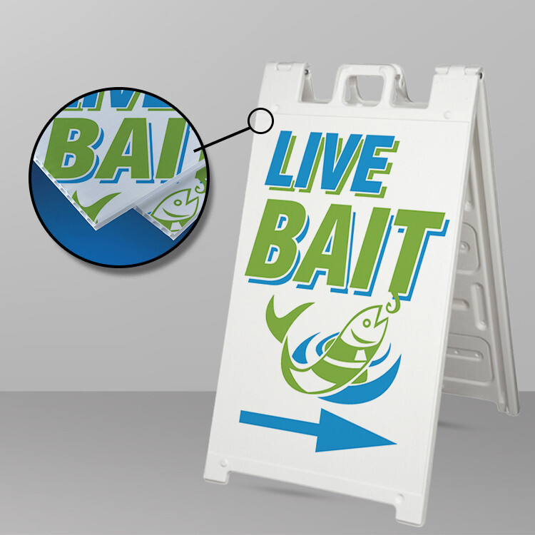 Live Bait Custom A Frame Signicade Sign, Sidewalk Sign, Sandwich Board