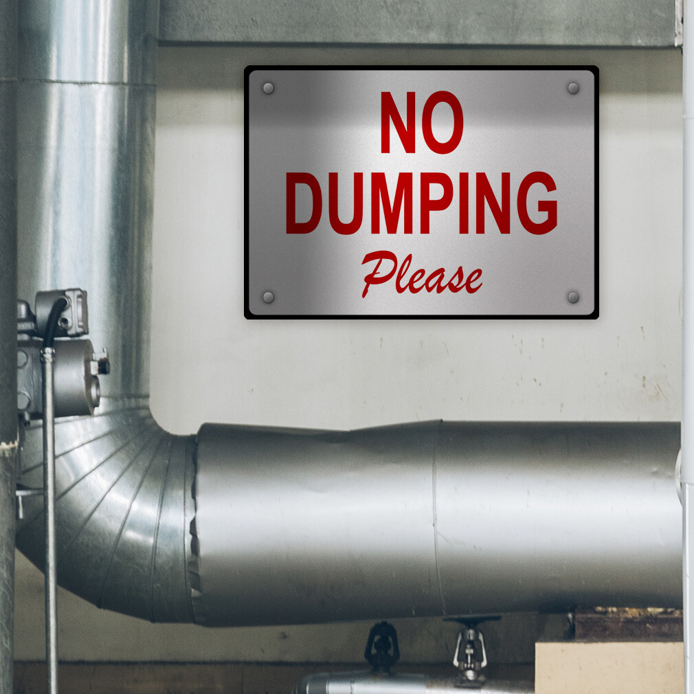 Horizontal Metal Sign No Dumping Please Door Weatherproof Street Signage