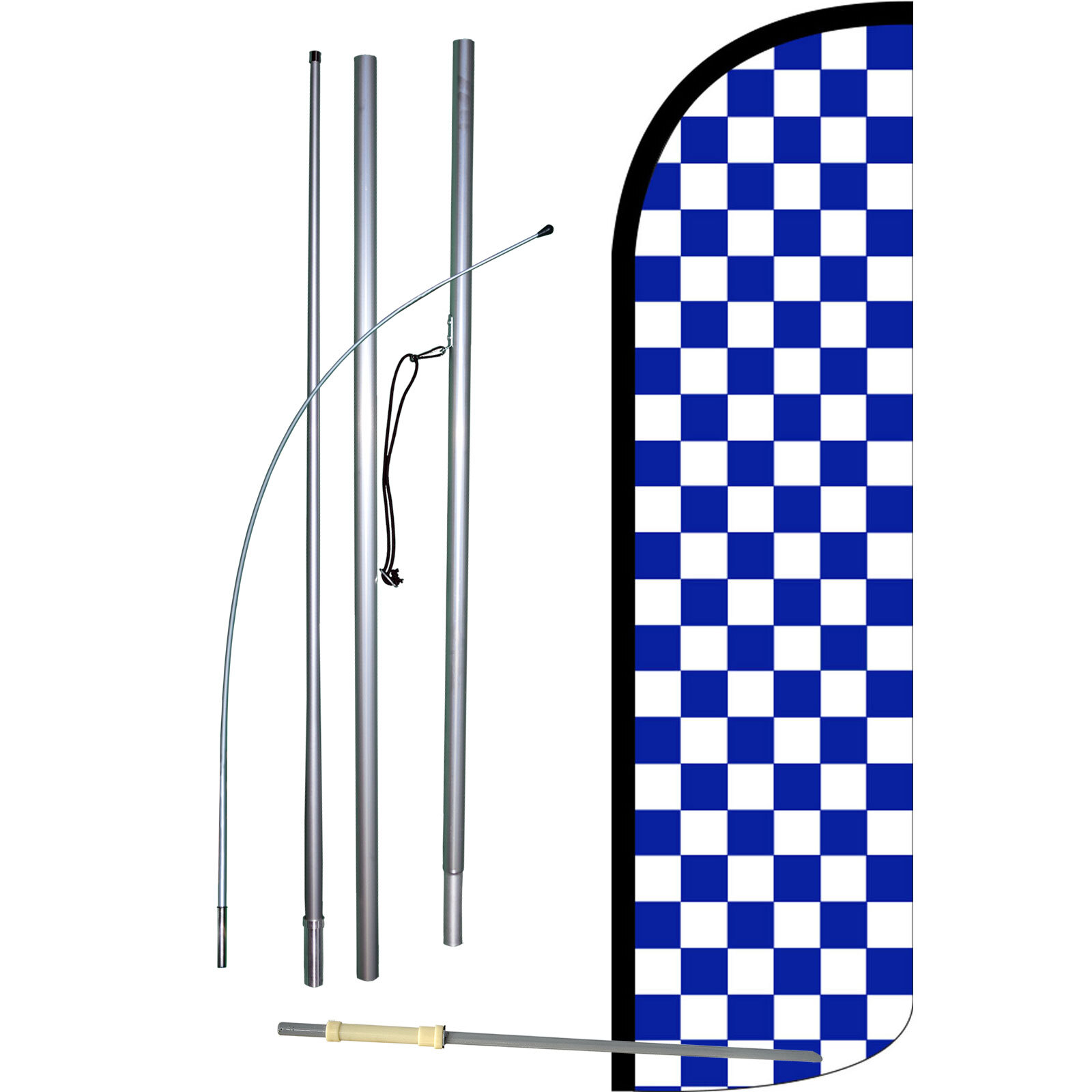 Checkered Blue / White Swooper Flag Kit