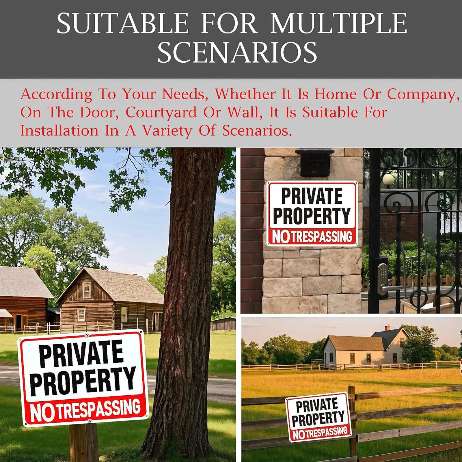 4 Pack Large No Trespassing Signs Private Property 12×8 Aluminum Reflective