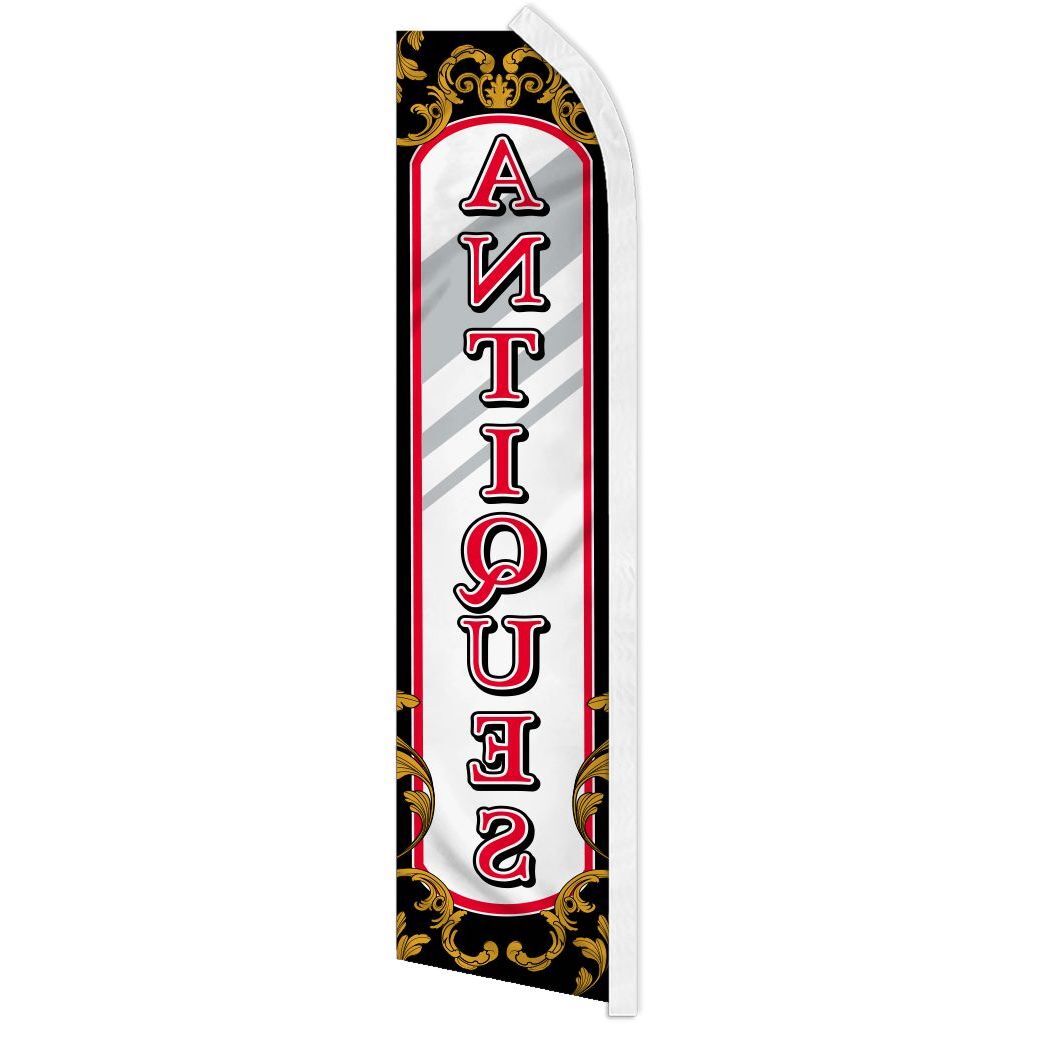 “ANTIQUES MIRROR” advertising super flag swooper banner business sign vintage