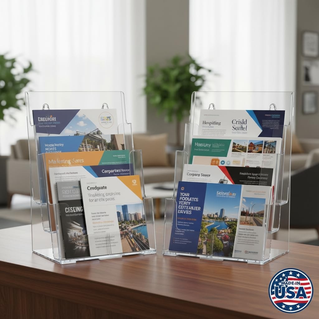 Azar Displays 252378-2PK Brochure Holder 8.5″x11″, Three Tier Letter, Clear