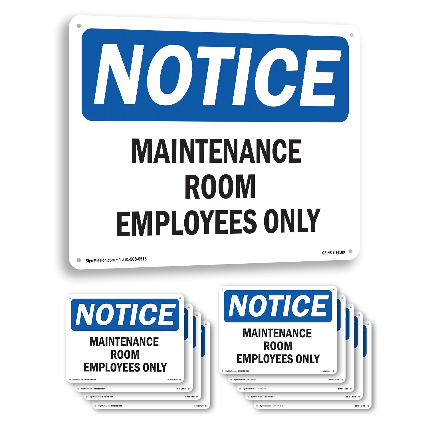 Maintenance Room Employees Only OSHA Notice Sign Metal,, Decal 5 or 10 Pack