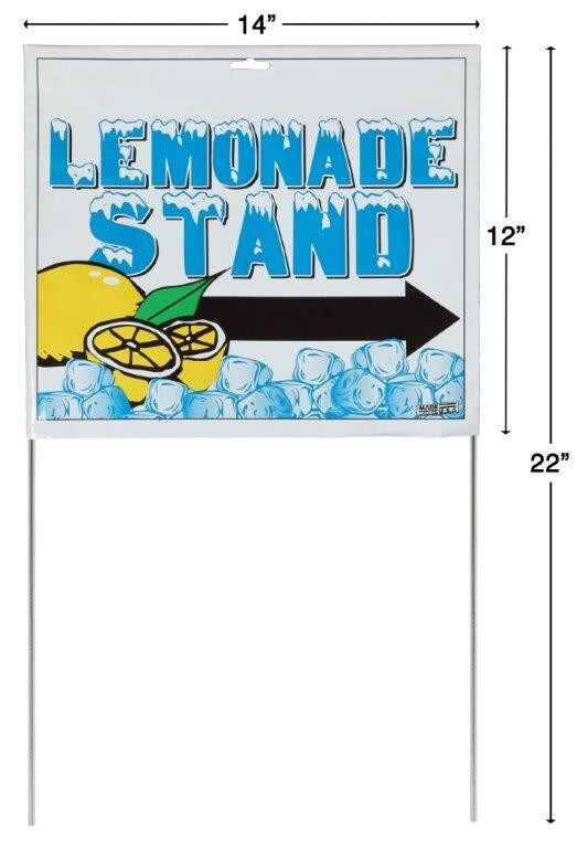(4) LEMONADE STAND Yard Signs w/ metal stakes, comes fully assembled 14″ x 22″ 