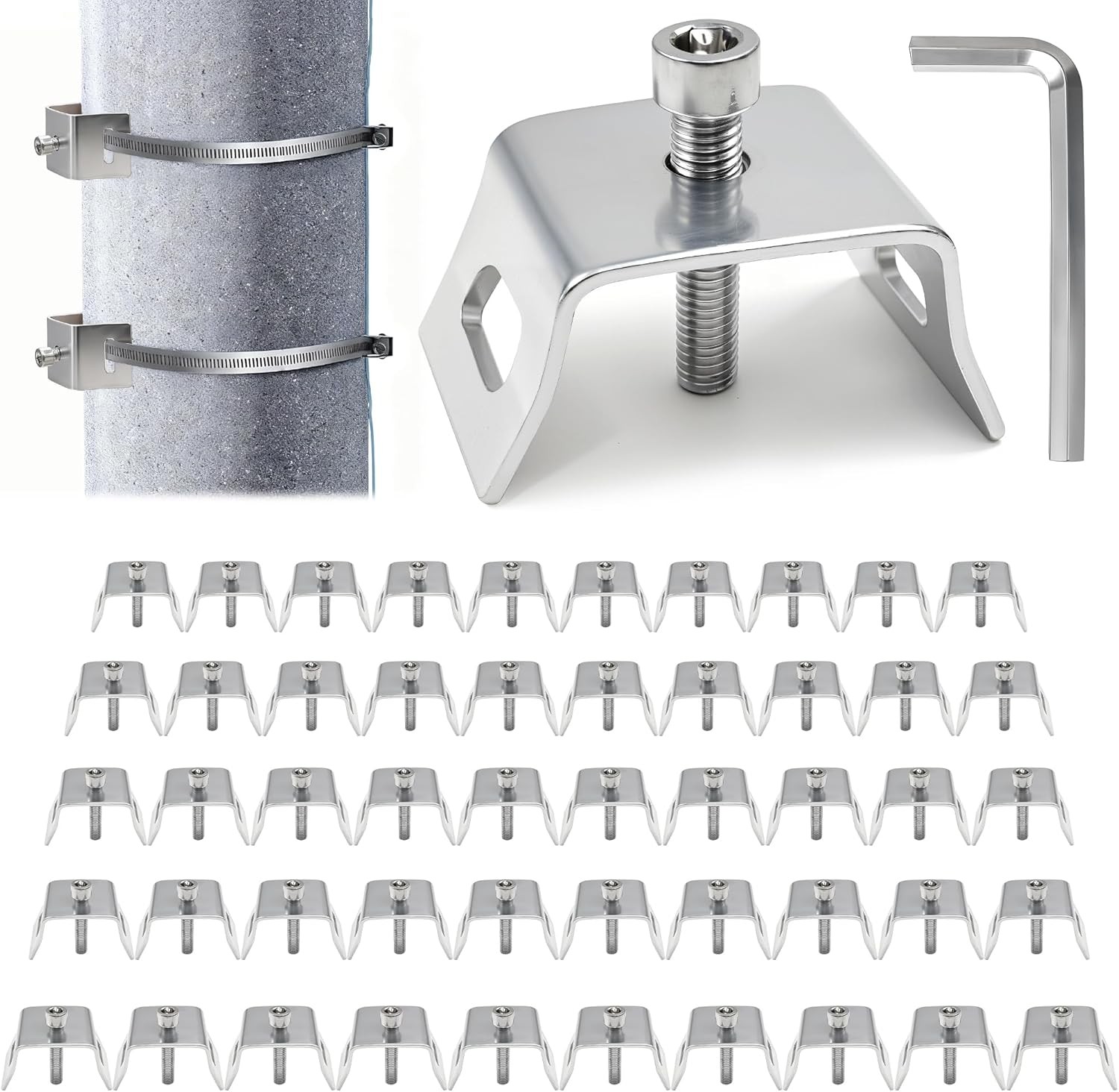 50PCS Sign Mounting Brackets with Bolts & Wrench for Easy Installation