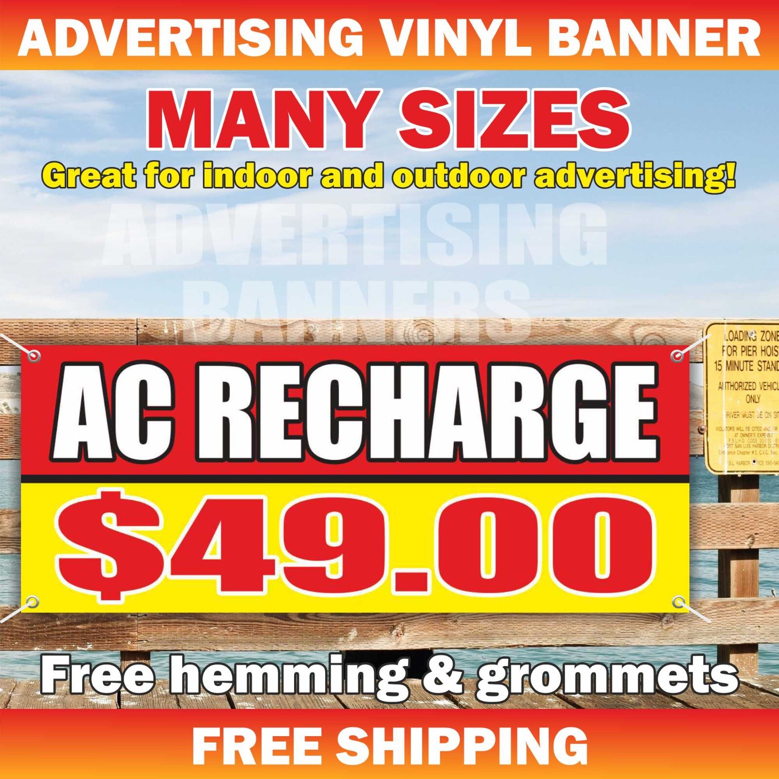 AC RECHARGE $49 Advertising Banner Vinyl Sign Automotive Repair Garage Service