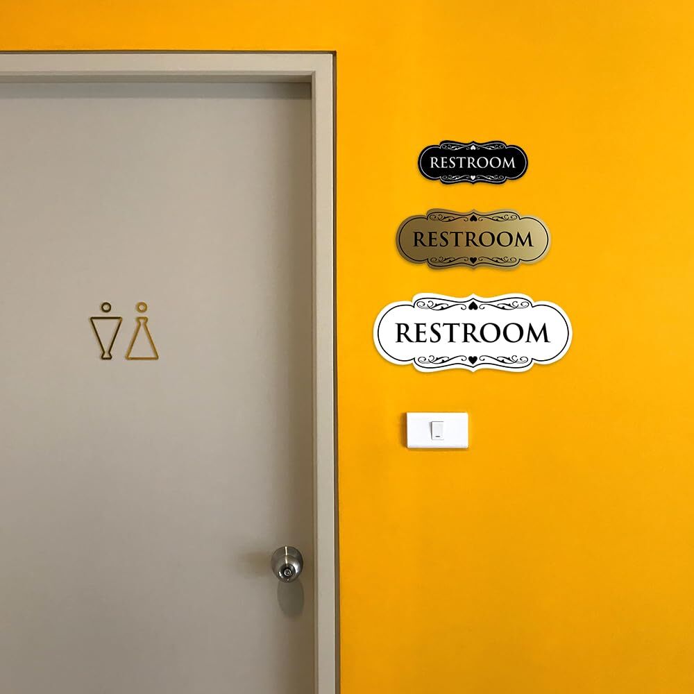 Designer Restroom Wall or Door Sign – Bathroom Signage | Durable Plastic and …