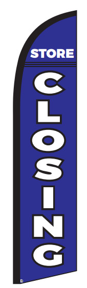 Store Closing Blue Advertising Promotional Feather Waving Business Flag ONLY!