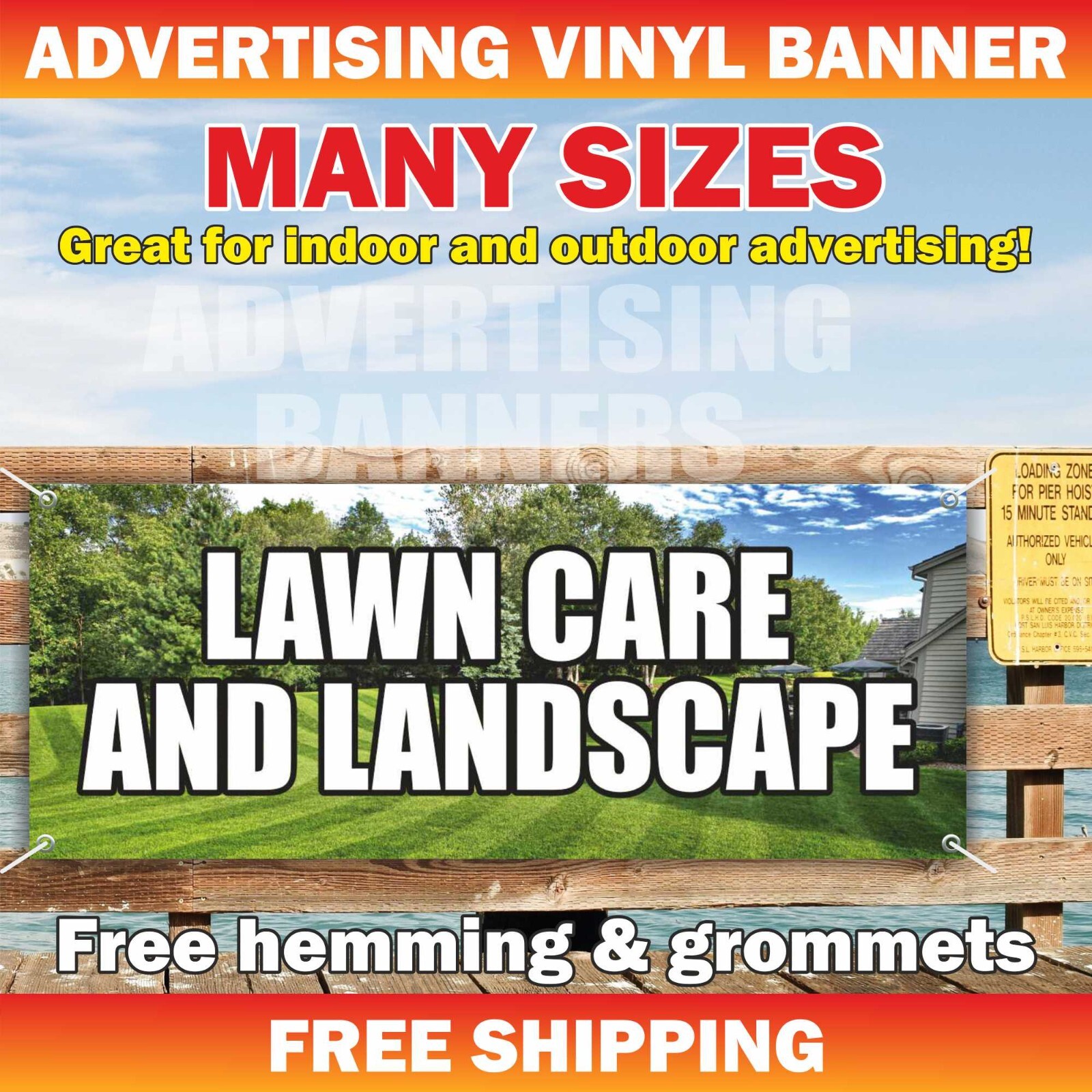 LAWN CARE Landscape Advertising Banner Vinyl Mesh Sign Edging Trimming Garden