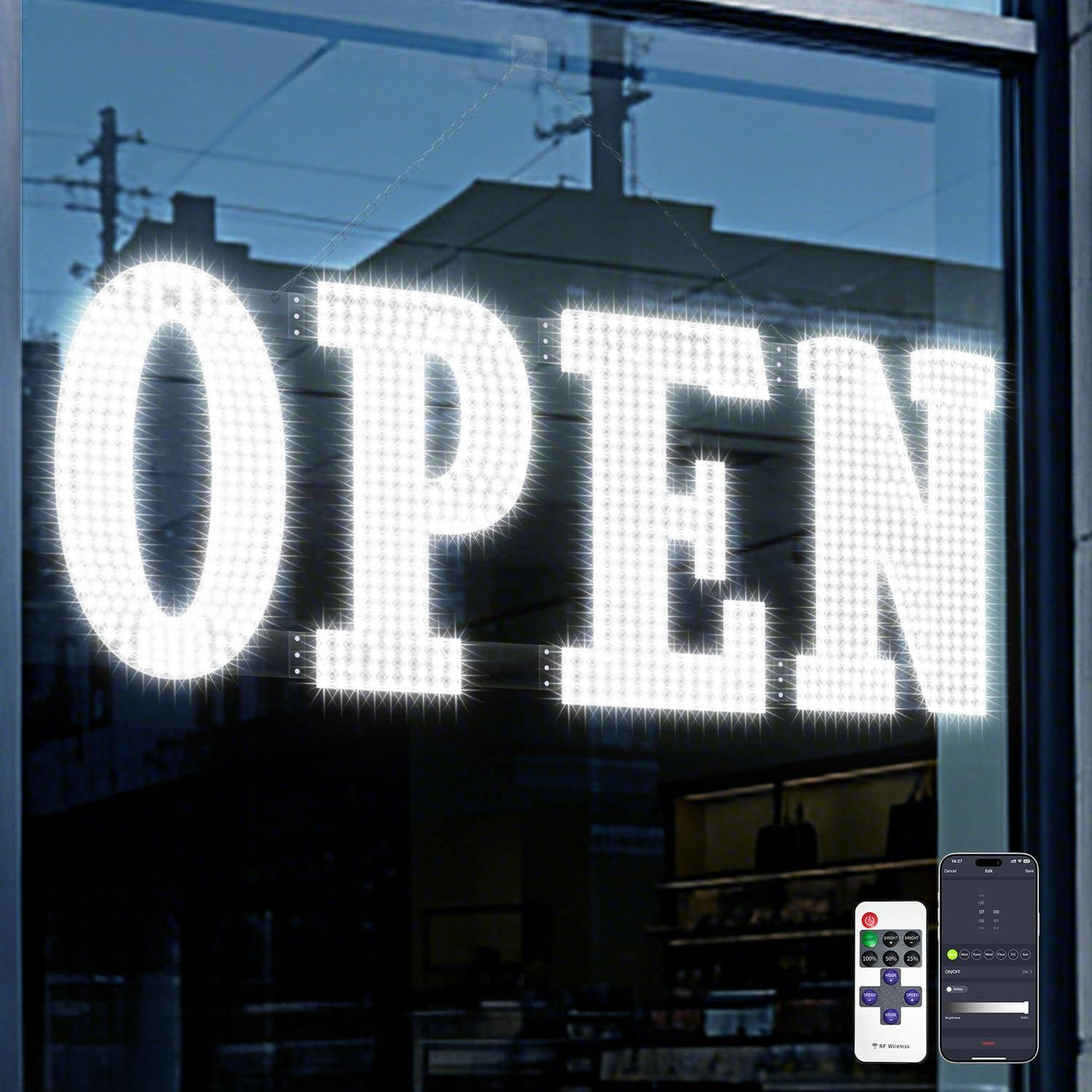 48″X17″ Extra Jumbo LED Open Sign BT and Remote Control Open Sign Super Bright D
