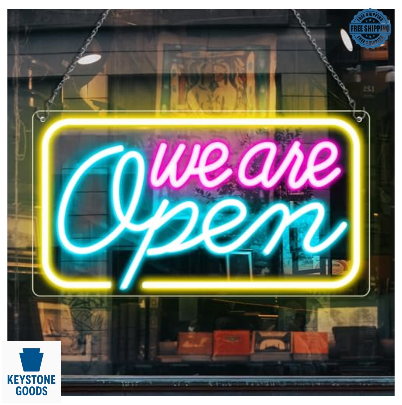 Neon Open Sign for Business 16.5 x 9 Inch LED Pink Blue Yellow Window Wall