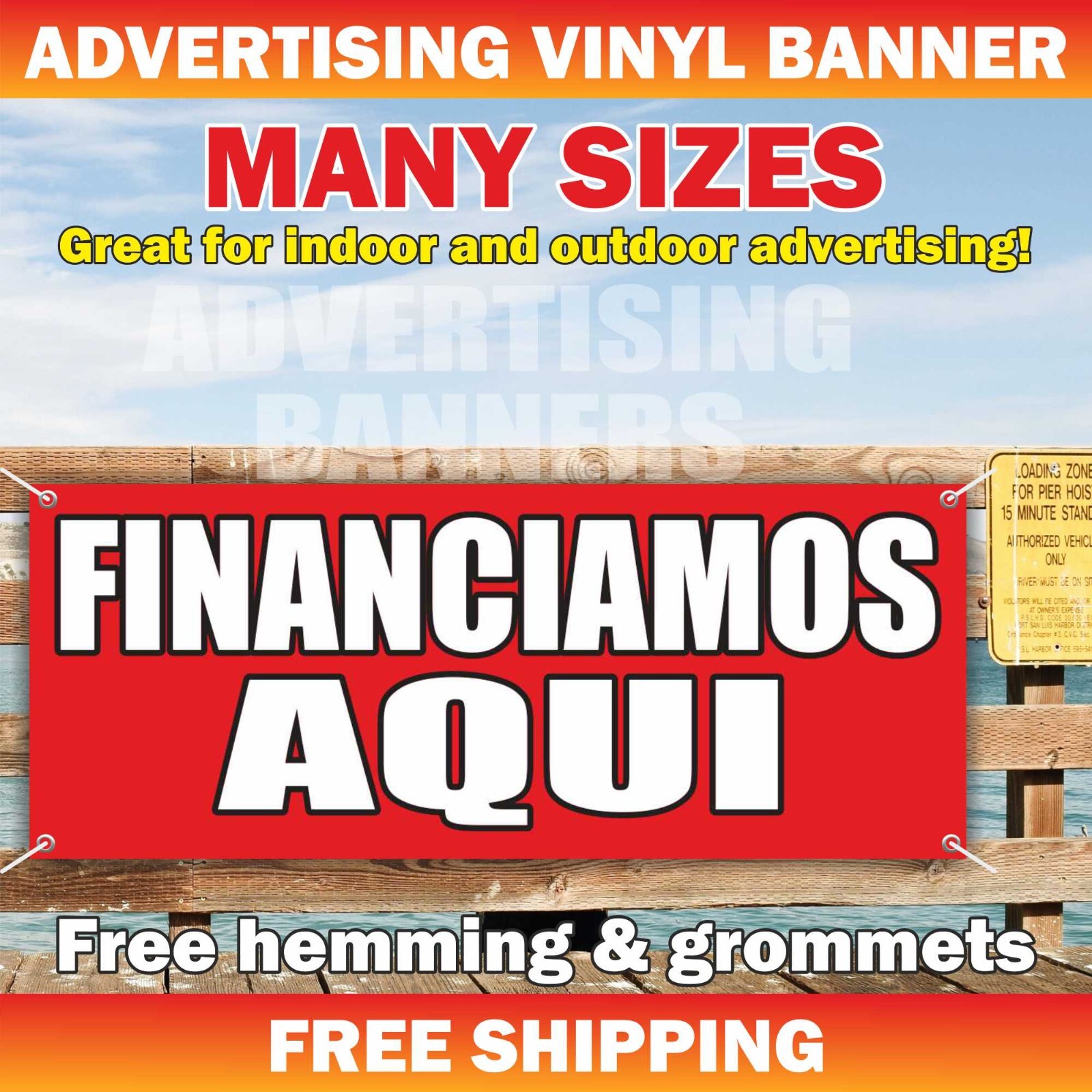 FINANCIAMOS AQUI Advertising Banner Vinyl Mesh Sign WE FINANCE HERE Cash Credit
