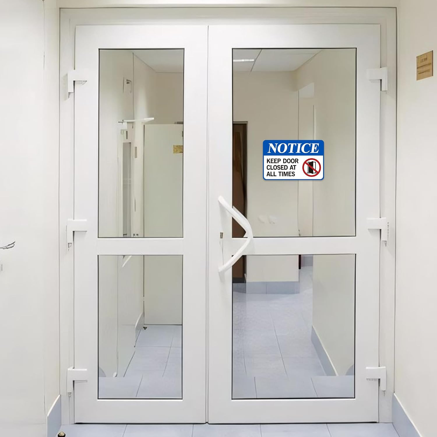 Keep Door Closed Sign，Self-Adhesive Weatherproof and Fade-Resistant Please Keep