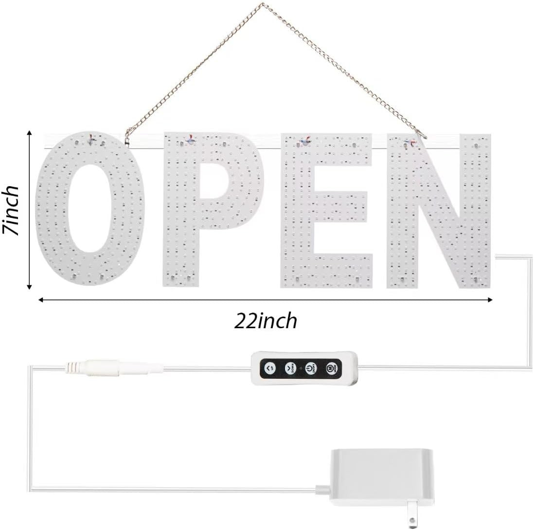 LED Open Sign for Business,22″X7″ Dimmable Brightness Large Electric Light up Si