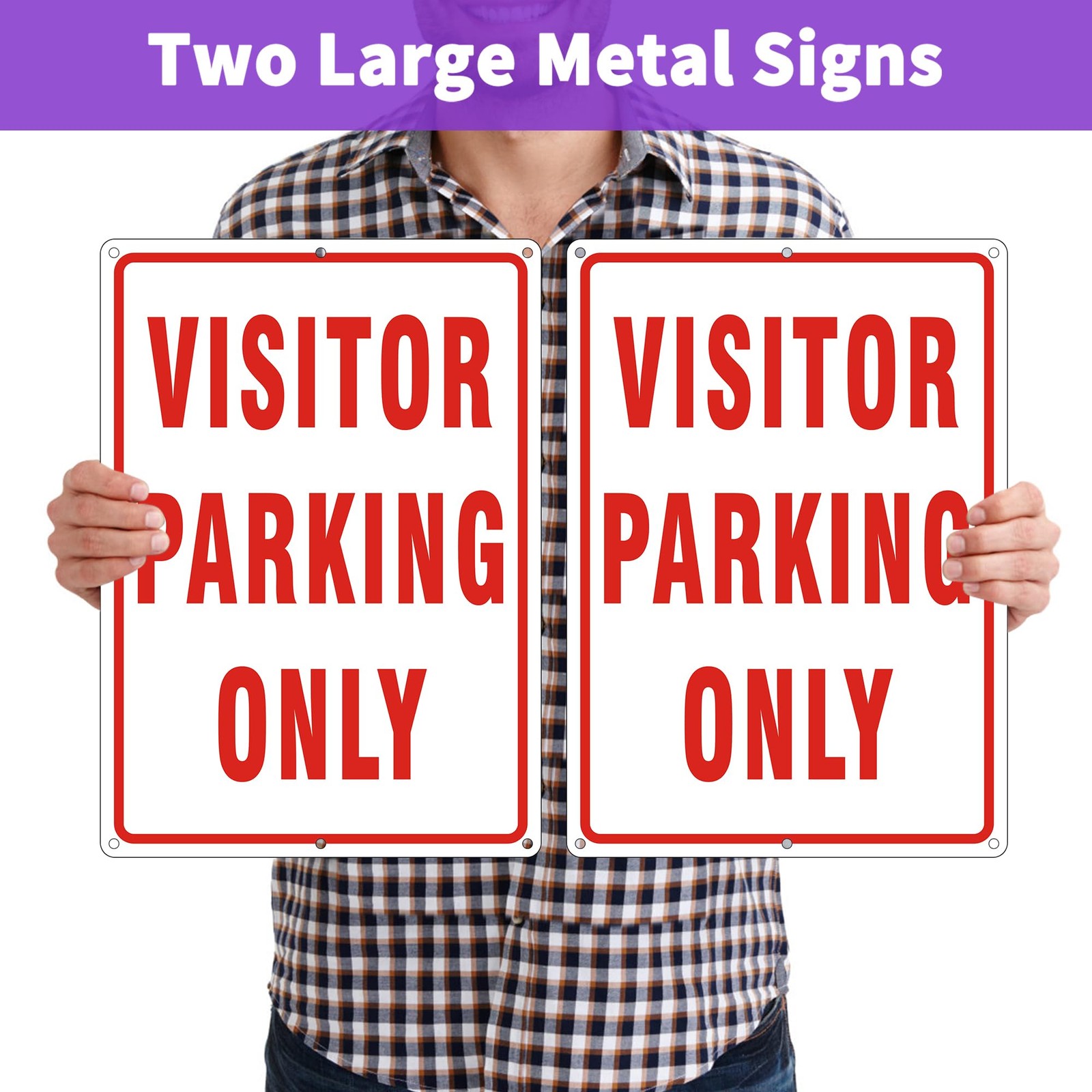 2 PCS Visitor Parking Only Sign 18×12 Inch Reflective Aluminum Metal Guest