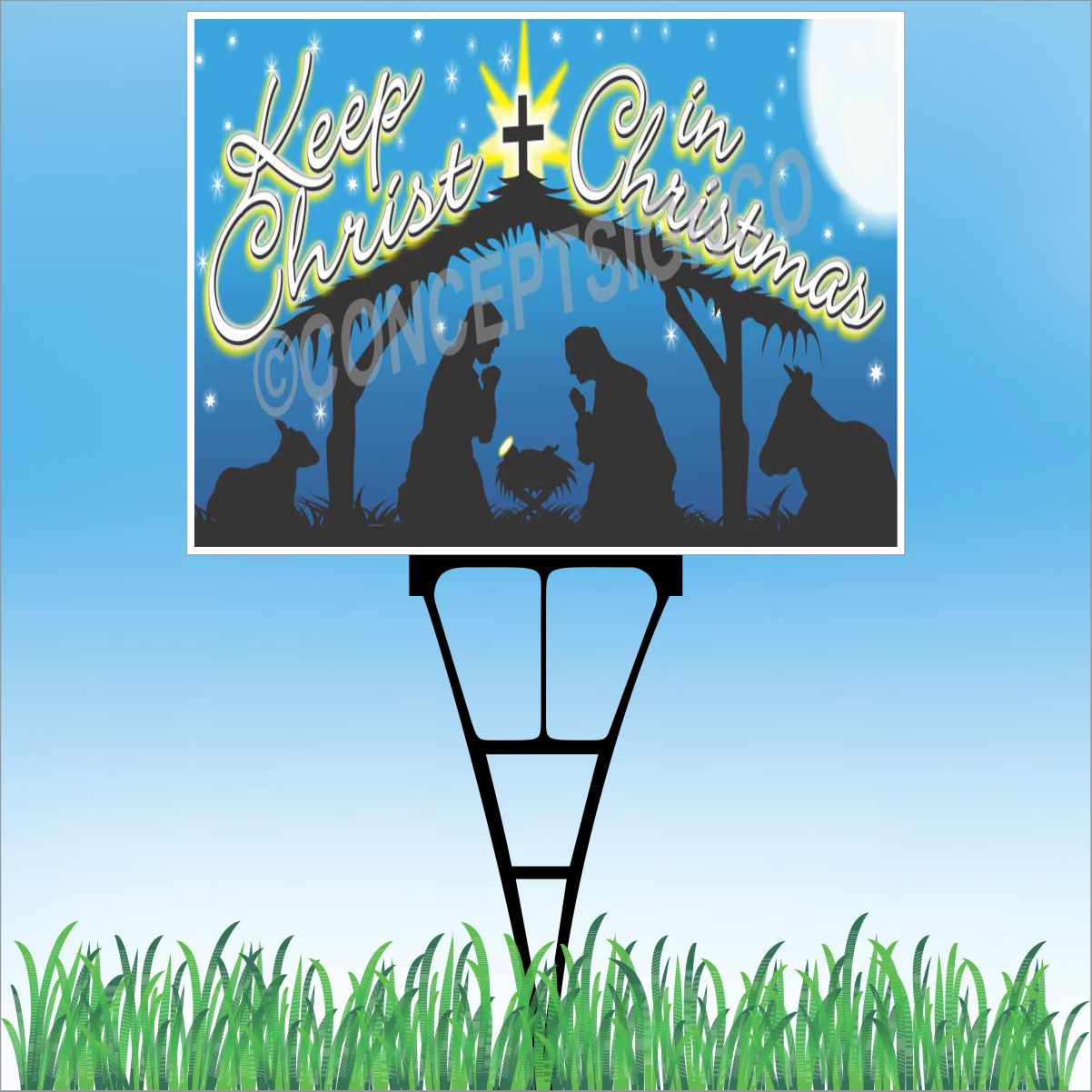 18″x24″ KEEP CHRIST IN CHRISTMAS Outdoor Yard Sign & Stake Lawn Church Jesus