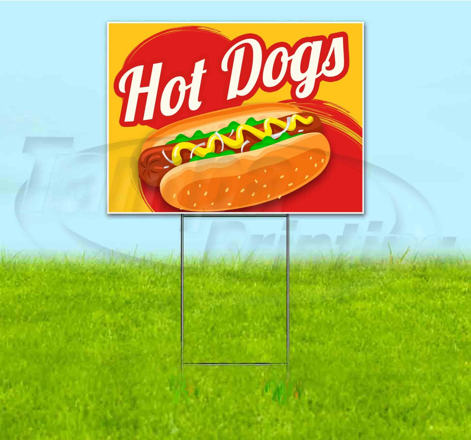 HOT DOGS 18×24 Yard Sign WITH STAKE Corrugated Bandit USA BUSINESS WIENERS