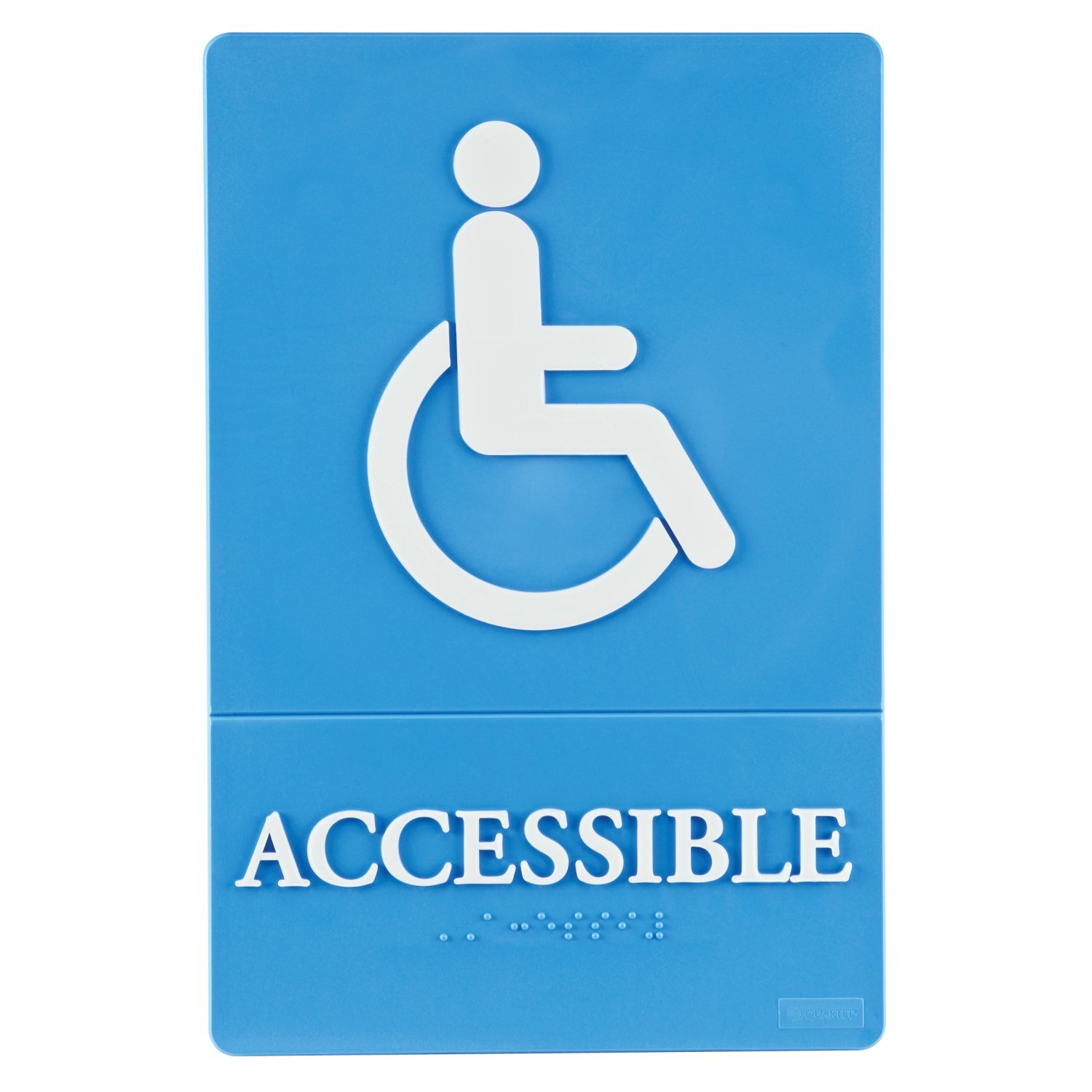 Quartet ADA Wheelchair Accessible Sign, 6 x 9, Blue, Each (CLQRT01409)