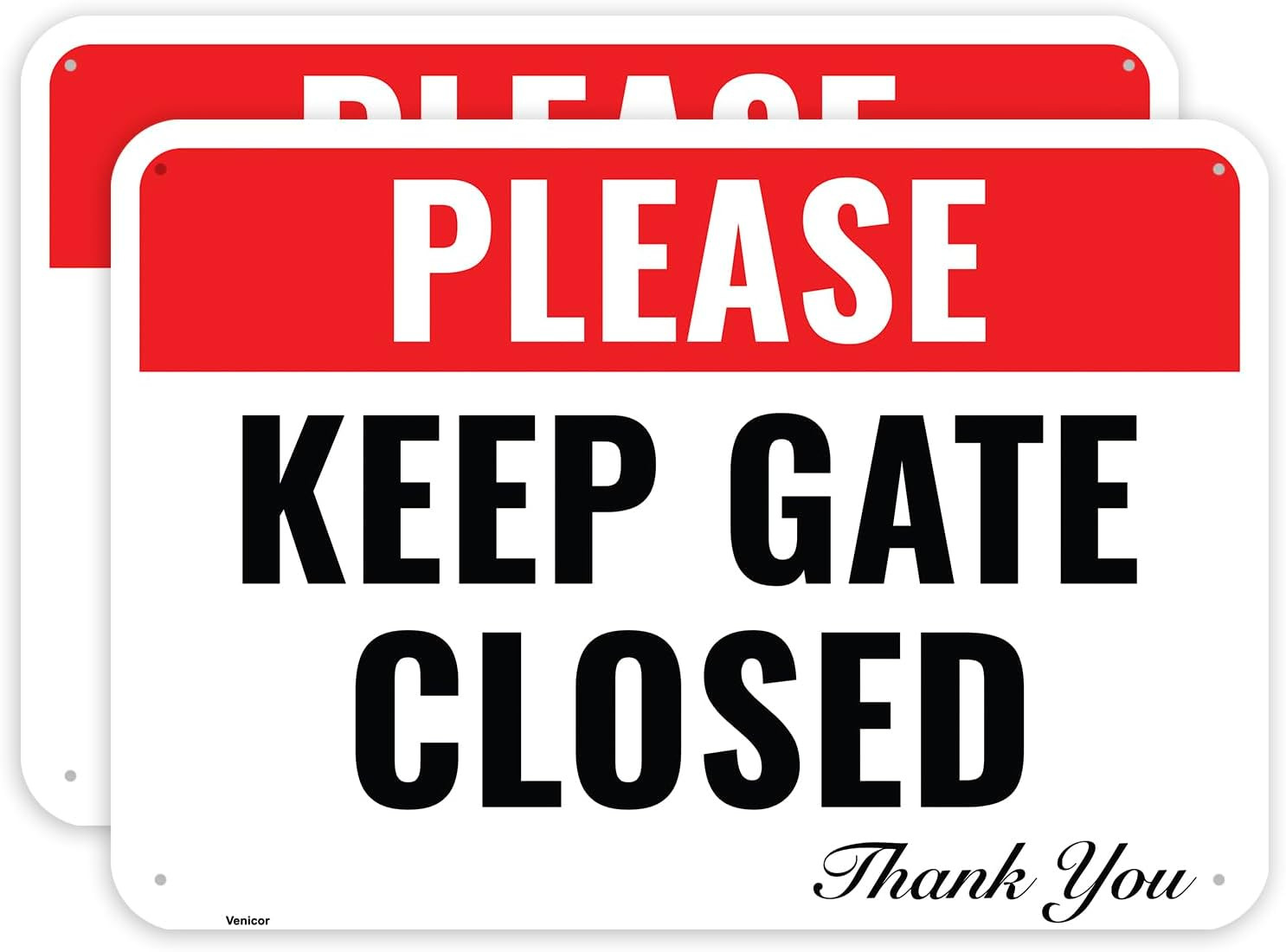 2PC Please Keep Gate Closed Sign, 10 x 7 Inches – Aluminum – Please Close Gate T