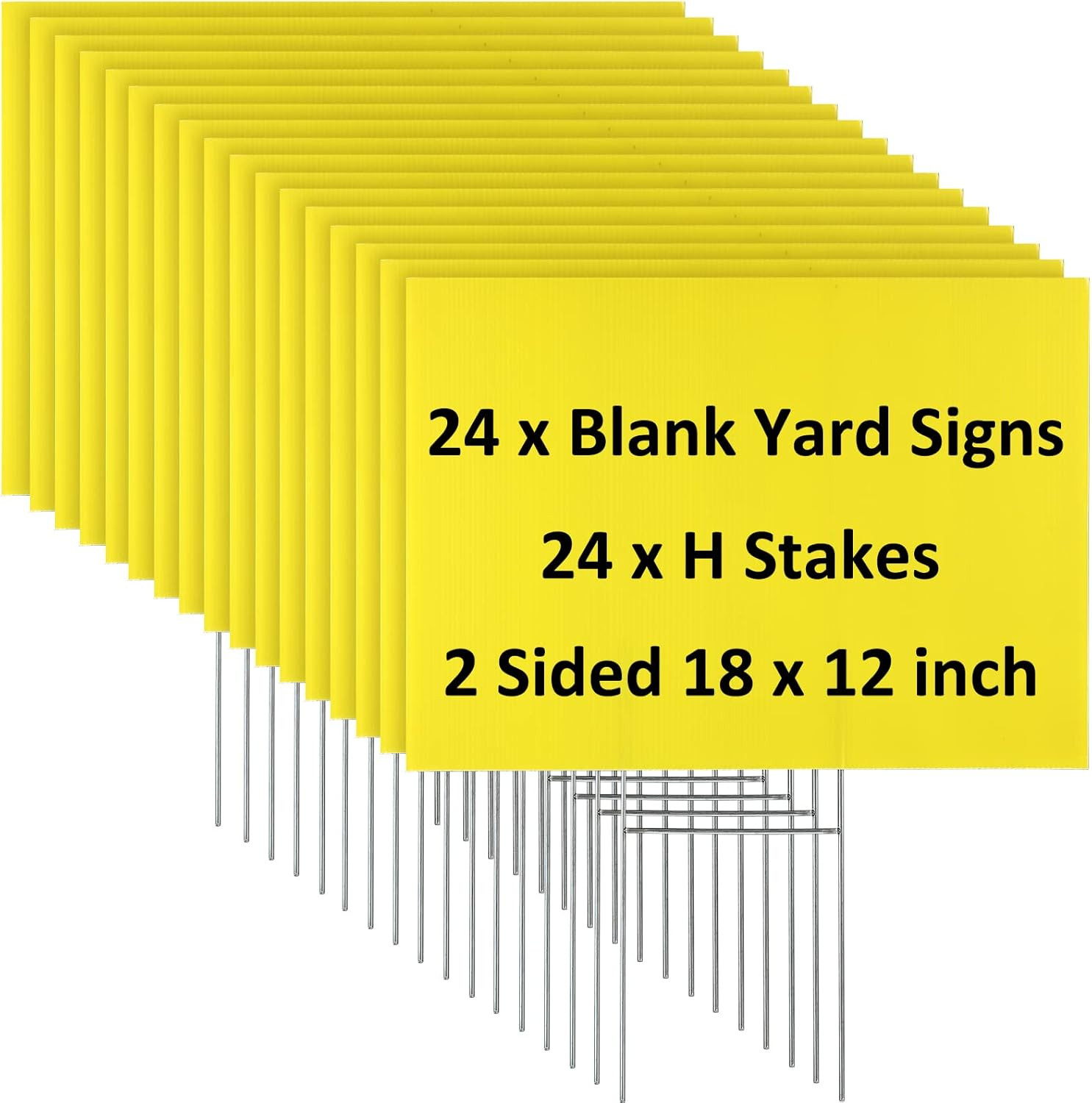 24 Sets Blank Yard Signs with H Stakes 12 X 18 Inch Waterproof Custom Corrugated