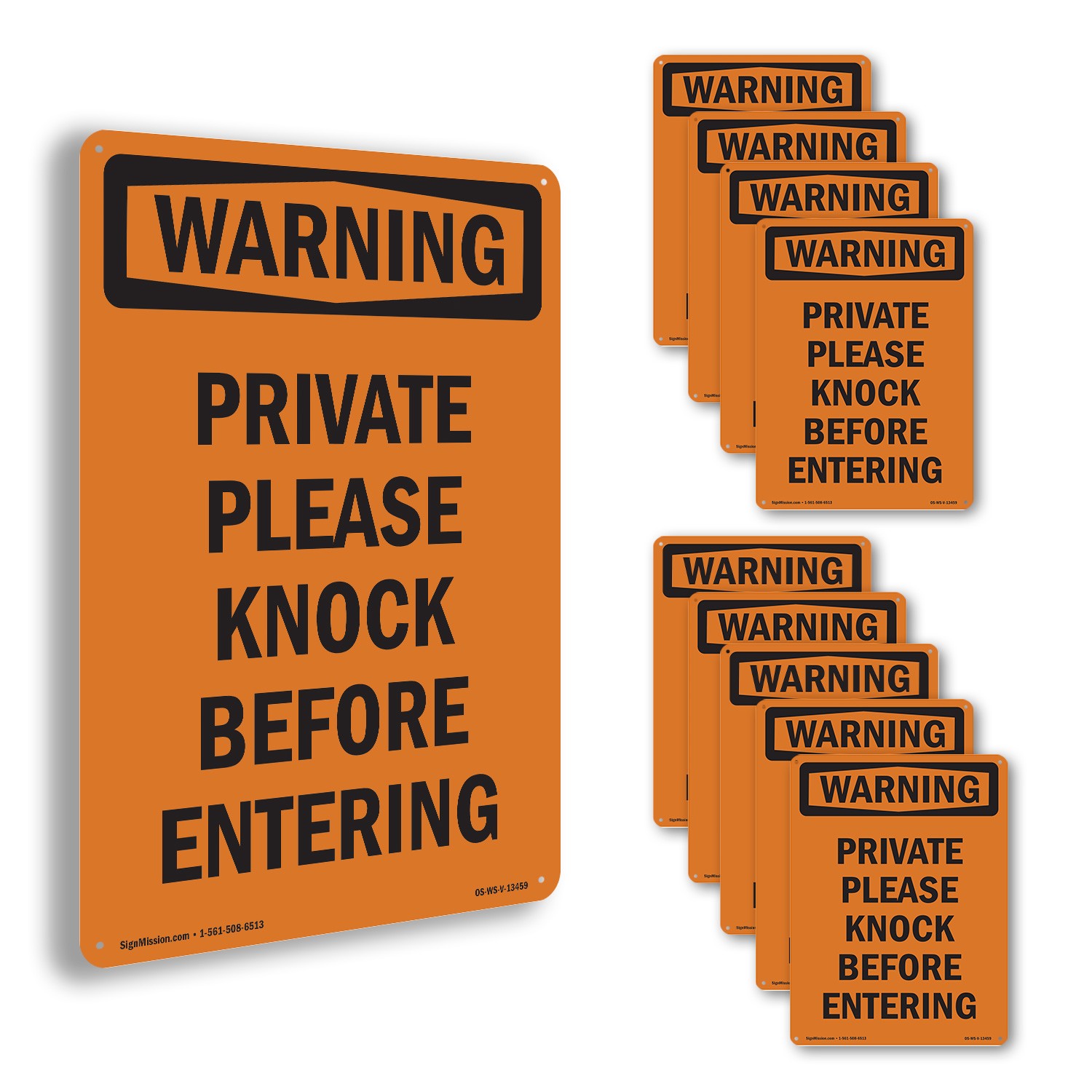 Private Please Knock Before Entering OSHA WARNING Sign Or Decal – 5 or 10 Pack