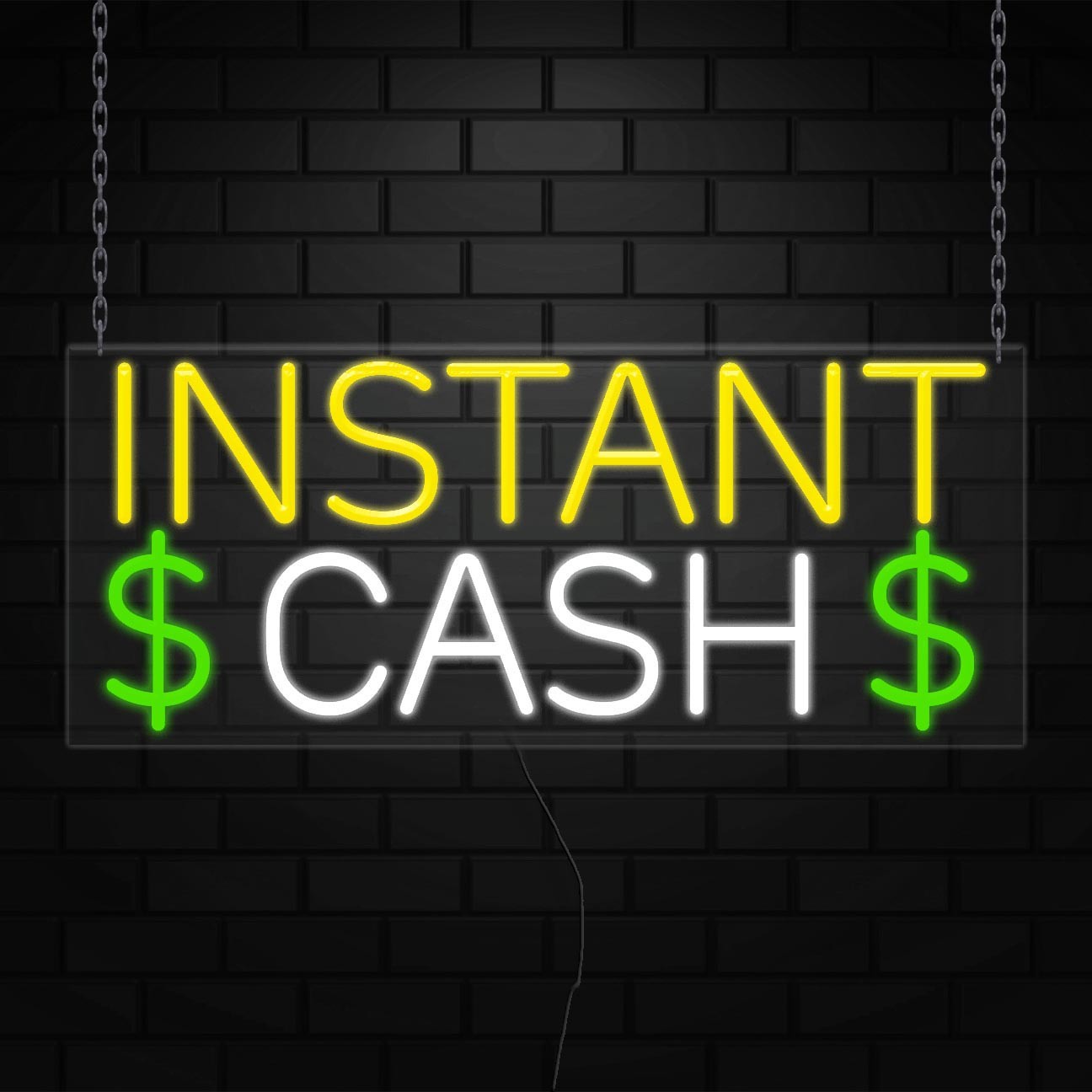 Instant Cash Sign for Business Displays | LED Flex Neon | 32″W x 13″H x 1″D