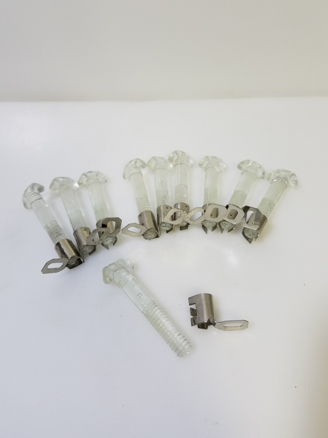 Lot of 10 clear glass stainless steel base Vintage type Neon Sign Tube Supports