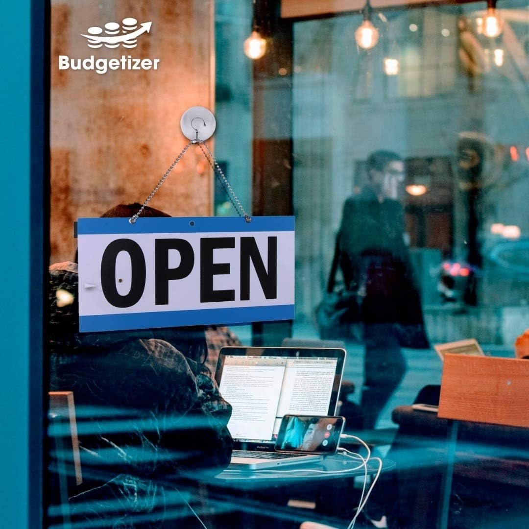 Open Signs Business Bundle: Customizable Hours, Will Return Clock, Suction Cups