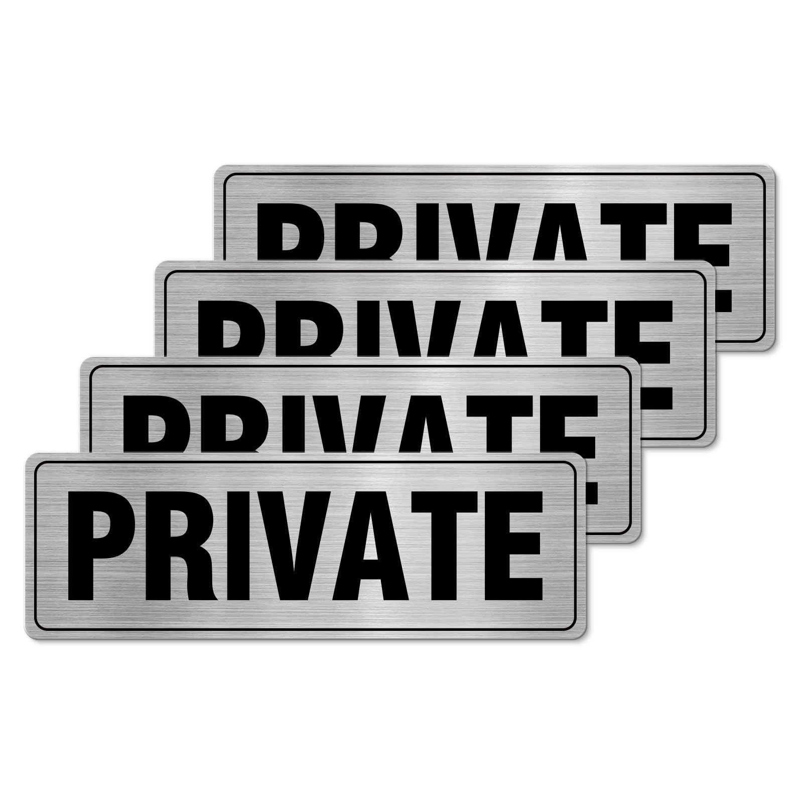 Private Sign Aluminum Silver 9 x 3 Inches Self-Adhesive Waterproof Metal Door…