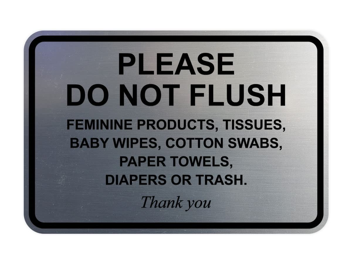 Classic Framed Please Do Not Flush Bathroom Etiquette Sign Silver 4×6 In