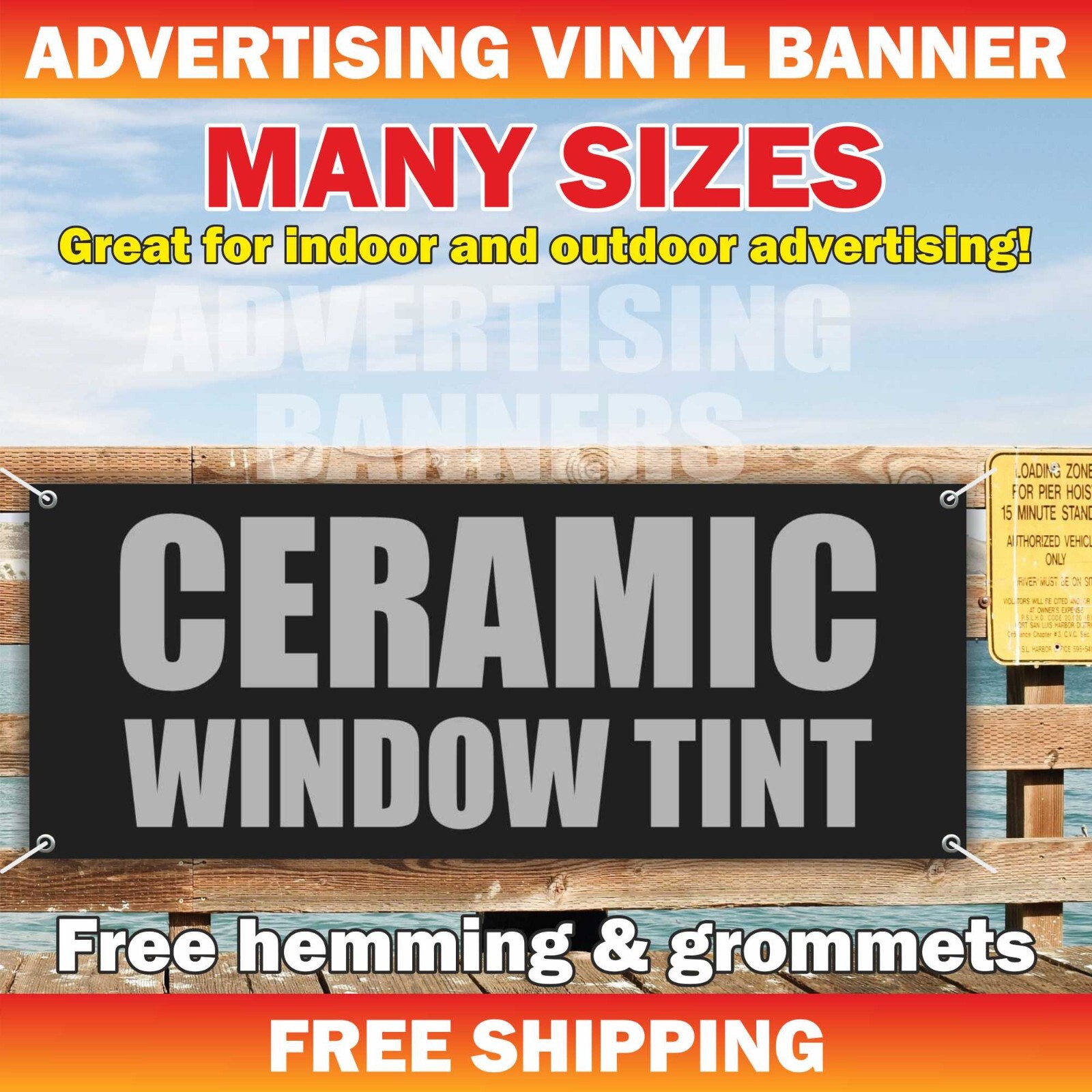 CERAMIC WINDOW TINT Advertising Banner Vinyl Mesh Sign Car Service Repair Garage