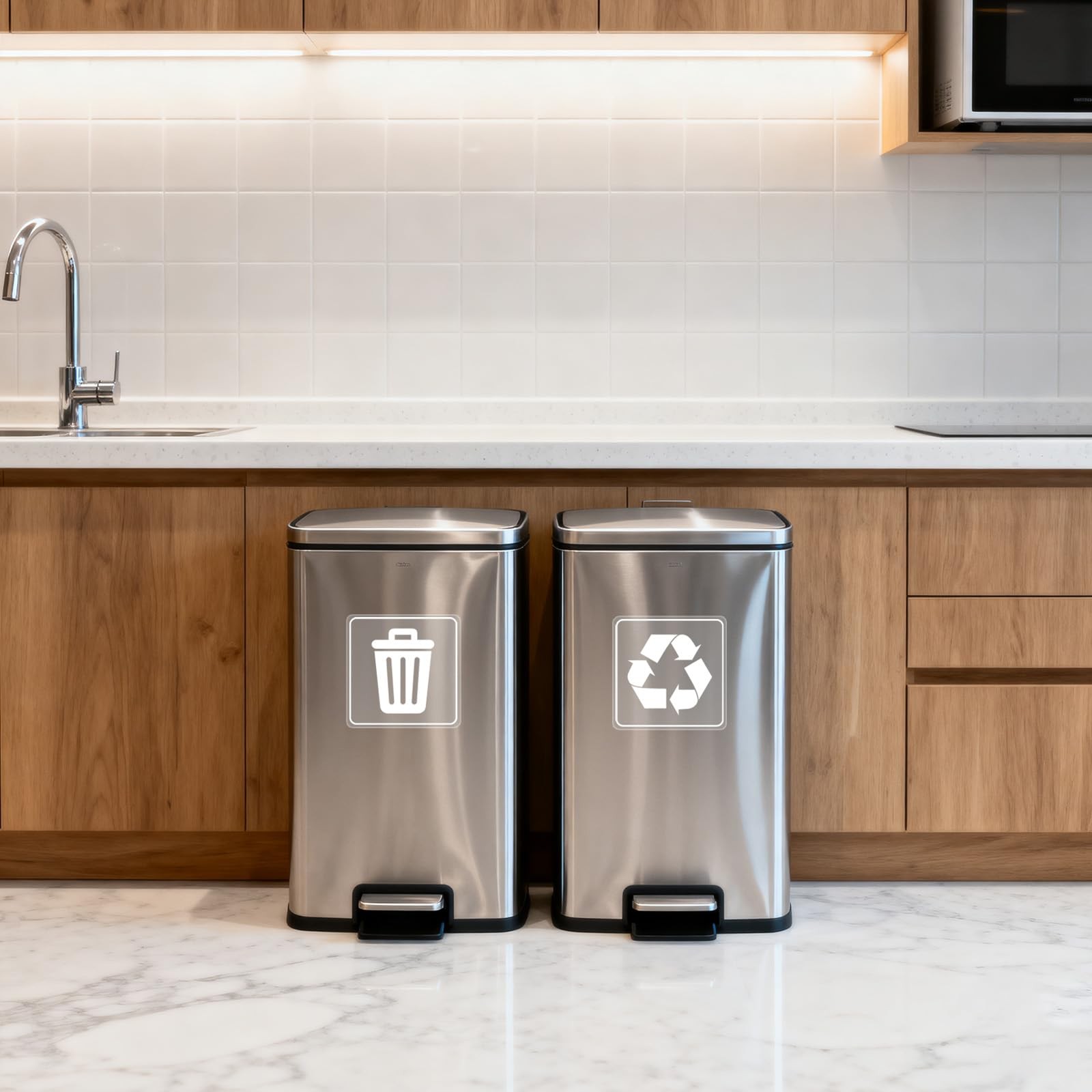 12 Pack Clear Trash and Recycle Stickers,Waterproof Recycling Stickers for Tr…