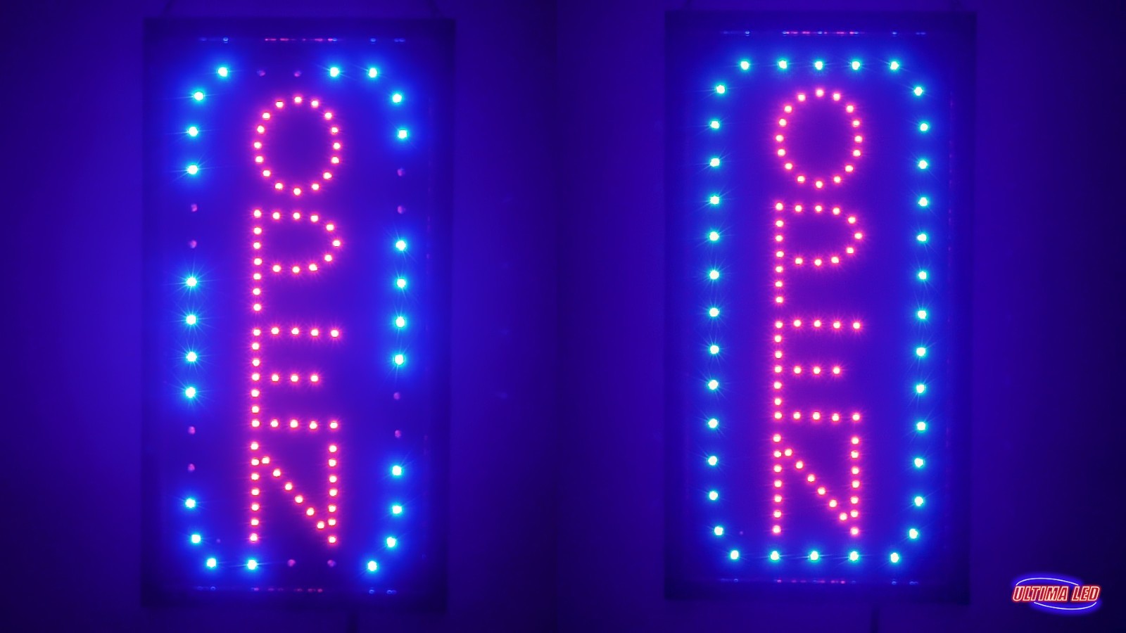 Bright Neon Open Sign for Business – Vertical LED Light with Flashing Mode & Hou