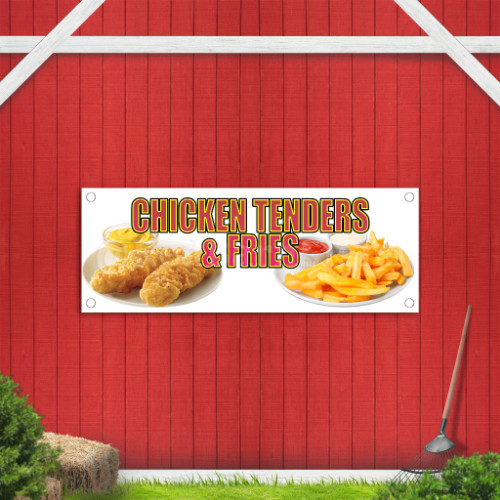 Chicken Tenders & Fries Indoor Outdoor Vinyl Banner Design