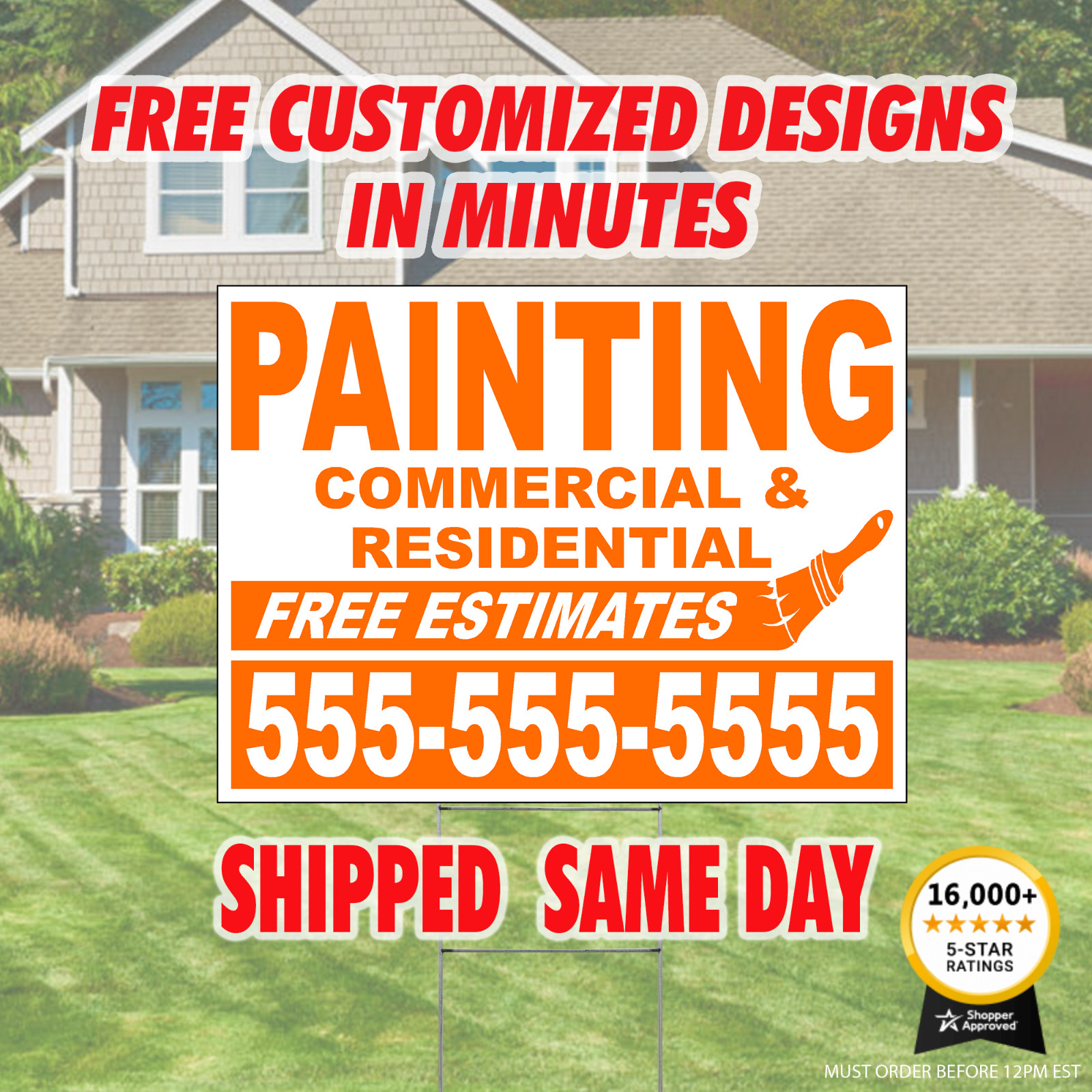 Painting Full Color Custom Yard signs 24×18 Stakes Included