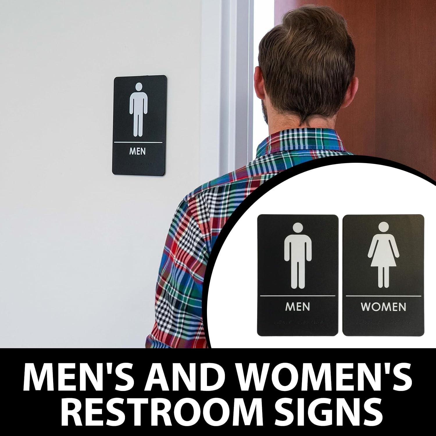 USA Made – Men’s and Women’s Restroom Signs ADA-Compliant Bathroom Door Signs…