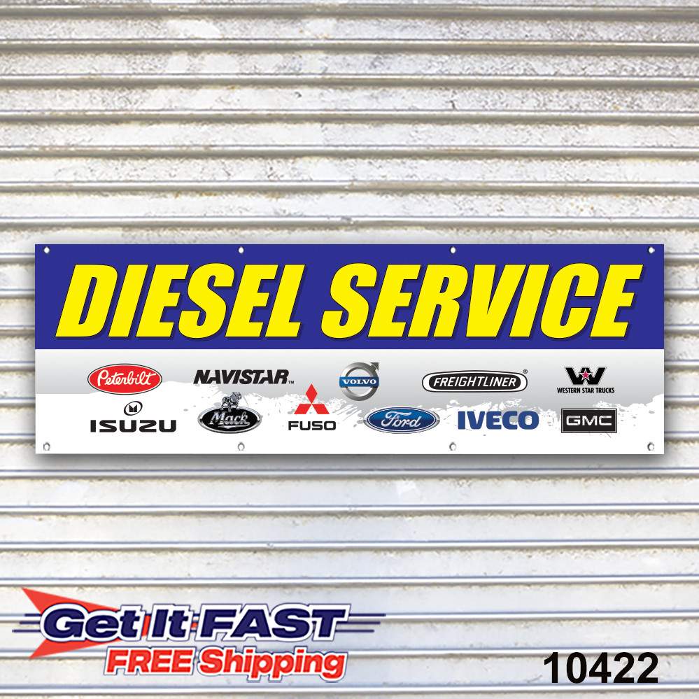 Diesel Service Banner Sign Auto Repair Tire Dealer Service Bay Garage