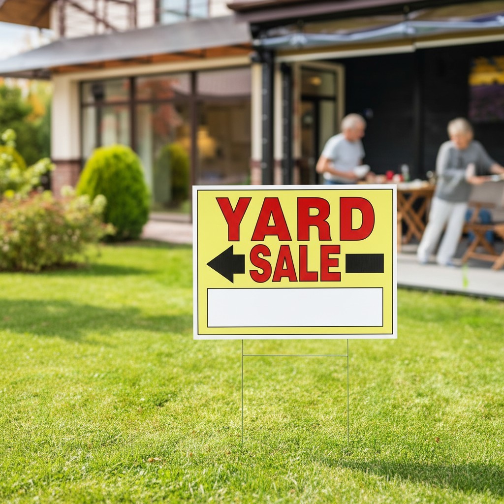 4-Pack Double-Sided Yard Sale Signs with Sturdy Stakes – 16×12 Inch Outdoor